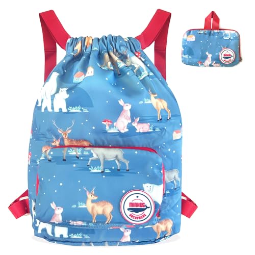 Drawstring Backpack for Kids – Foldable, Waterproof & Lightweight Kids Swim Bag | Travel, Gym, Beach Bag for Boys & Girls