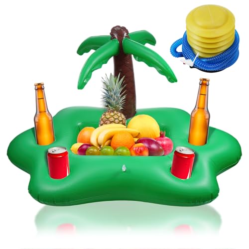 Inflatable Pool Drink Holder with 4 Holes and Air Pump