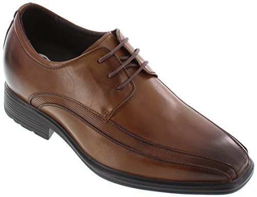 Calto Men's Invisible Height Increasing Elevator Oxfords Shoes - Brown Leather Lace-Up Dress Derby - 3 Inches Taller - G60126B - Size 9 D(M) Us #TOP17