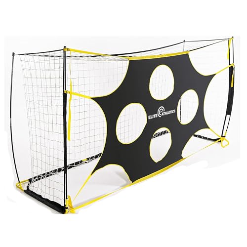 Elite Athletics 12' x 6' Soccer Goal Target Nets with Highlighted Scoring Zones, Portable Shooting Practice Equipment