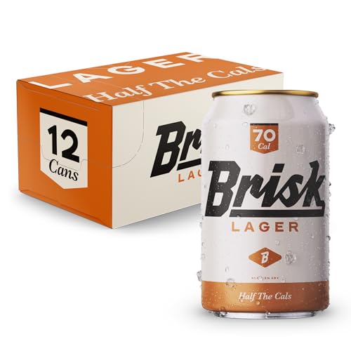 Brisk Lager - Low Calorie Beer - 3.3% ABV Low Carb and Gluten Free Beer - Sugar Free Keto Friendly Award Winning Full Flavoured Skinny Lager (Pack of 12 x 330 ml Cans)