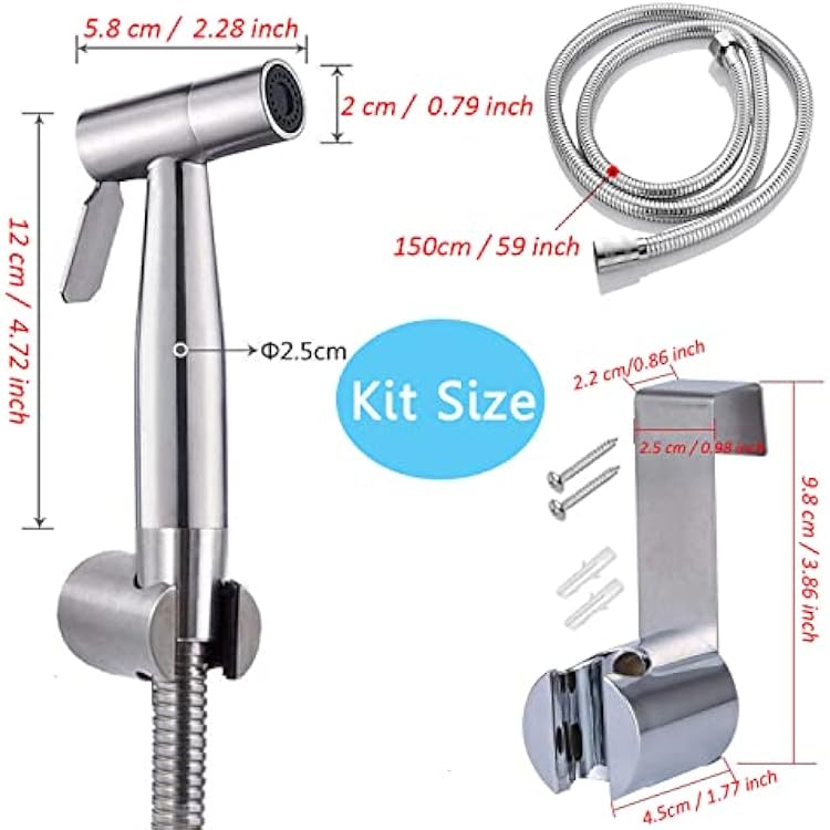 Sink Sprayer Hose Attachment for Faucet, Faucet Head Replacement with 5 Adapters, 59 Hose and Holder - for Feminine Hygiene, Baby Diaper Cleaning & Pet Bathing