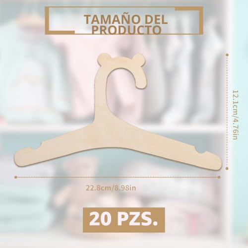 Miniatura 2 de Svpfuo 20 Piezas Percha Creativa De Madera Para Ropa De Niños, Bebé Y Muñecas
