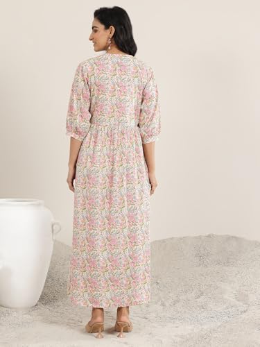 Image of Libas Printed Silk Blend A Line Dresses for Women | Casual Dress