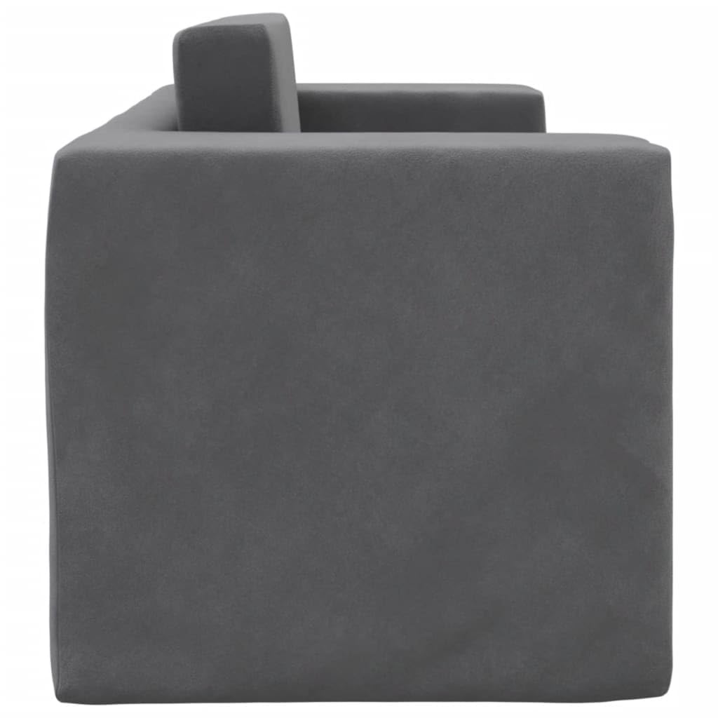 Sofa do spania dla dzieci 2-osobowa, antracytowa, miękki plusz, wygodny mebel do pokoju dziecięcego, do spania, zabawy i czytania