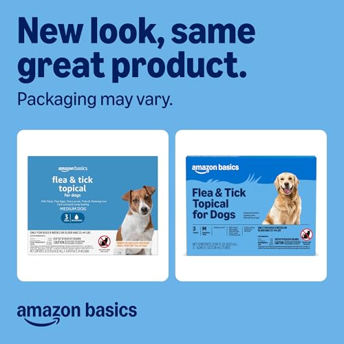 Image of Amazon Basics Flea and Tick Topical Treatment for Medium Dogs (23-44 lbs), Fast Acting and Long Lasting, 3 Count, Packaging May Vary