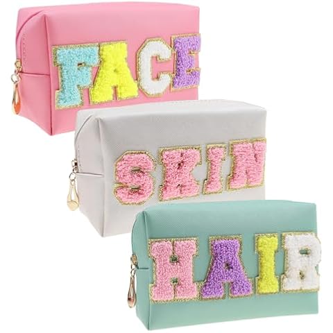 3 Pcs Preppy Patch Makeup Bag Set Cover