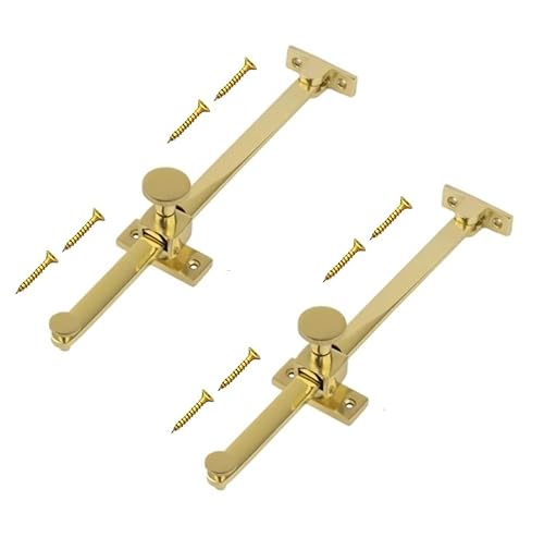 TERF® 250mm Heavy Duty Polished Brass Adjustable Sliding Screw Down Window Casement Stay 250mm (10'') Including Fixing Screw - Pack of 2