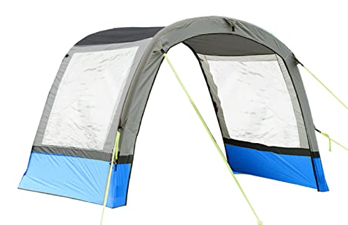 OLPRO Cocoon Breeze Inflatable Campervan Awning Extension Blue & Grey - 2022 Onwards, Air Beam, extra storage room, undercover dining area, 350cm wide x 180cm long