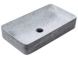 Lavabo sobre encimera baño cerámica gris 61 x 35 cm Artaj