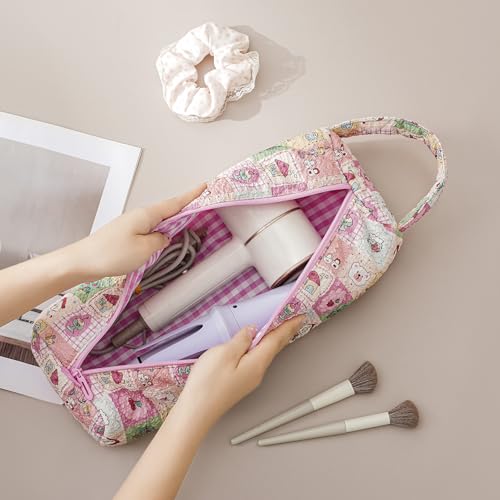 Image of RSRSLEII Quilted Hair Tools Travel Bag,Hair Styling Accessories Storage Case for Shark FlexStyle, Dyson Airwrap Hair Dryer, Curling Iron, Revlon Hair Tools,Portable and foldable(03Checkered)