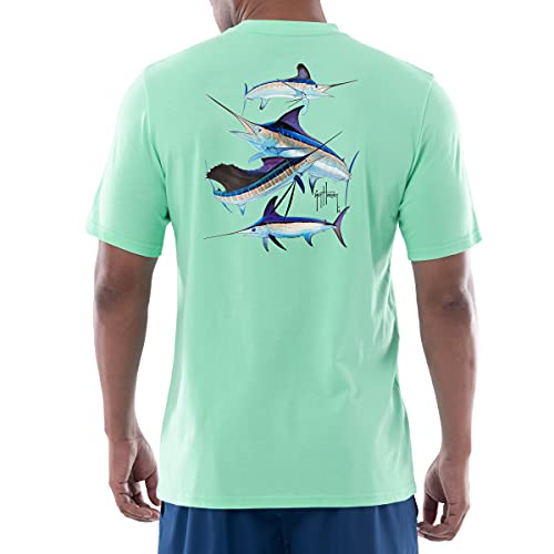 Guy Harvey Men's Super Grand Slam Short Sleeve Pocket T-Shirt, Beach Glass/Super Grand Slam, X-Large