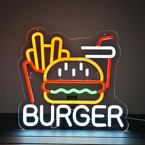 ネオンサイン ハンバーガー　USB給電  LED オリジナル　オーダーメイド Amazon | ハンバーガー ネオンサイン Hamburgerネオン Burger