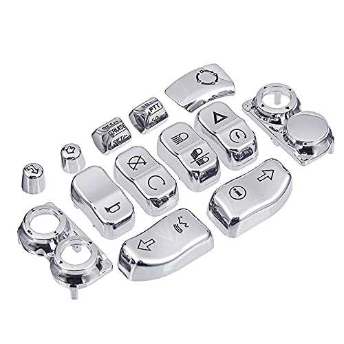 13pcs Motorcycle Chrome ABS Plastic Hand Control Switch Cover Housing Button Caps for Harley Touring Electra Glide Street Glide Road King 2014-2021