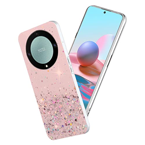 Coque Honor Magic 5 Lite paillettes rose antichoc en silicone souple