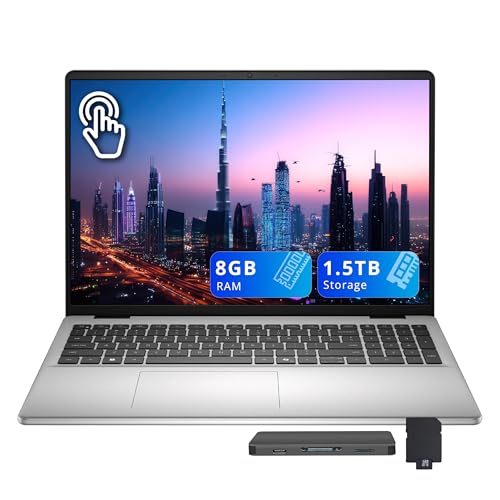Dell 16�C���` FHD+ �^�b�`�X�N���[���m�[�g�p�\�R���AIntel Core 5 120U�A8GB RAM�A1.5TB�X�g���[�W(512GB SSD + 1TB�h�b�L���O�X�e�[�V�����Z�b�g)�AIntel�O���t�B�b�N�X�A�o�b�N���C�g�L�[�{�[�h�A�e���L