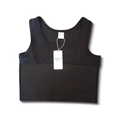 Baronhong Tomboy Trans Lesbian Pullover Half Length Chest Binder Corset Short Tank Top(Black,2Xl) #TOP3