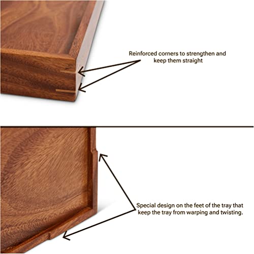 Walnut Brown Serving Tray - 24X24 Inches, Extra Large Ottoman Tray, Solid Wood Non-Warping, Coffee Table Tray, Breakfast In Bed, Couch Tray, Coffee Tray #TOP2
