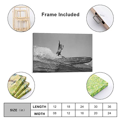 Surfer Wall Art Poster Waves Photograph Vintage Surfing Poster,Black White Surf Photo (12) - 副本 Canvas Painting Posters And Prints Wall Art Pictures For Living Room Bedroom Decor 24X36Inch(60X90Cm) #TOP1