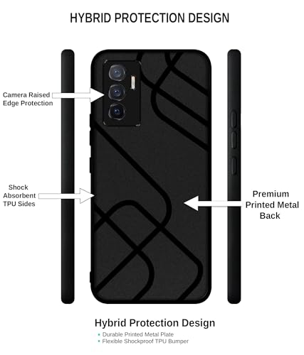 Image of Zig-Zag Black Line Design Premium 2D Printed Metal Back Case Cover for Vivo V23E 5G / Y75 4G