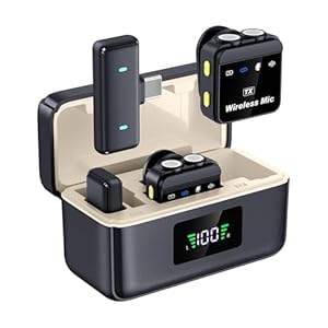 bmani Micrófonos inalámbricos para iPhone y Android Mini micrófono Lavalier con reducción de ruido, transmisión de 328 pies y estuche de carga de 60 horas, mini micrófono magnético para vlogging