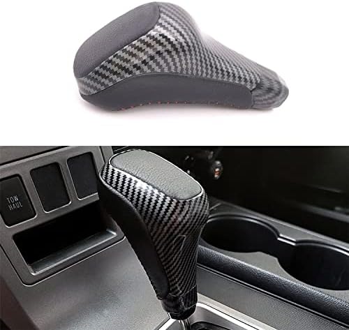 MICROCK Leather Automatic Gear Shift Knob Shifter Replacement for Toyota 4Runner 2010-2022, for 2016-2021 Toyota Tacoma, for Tundra 2007-2021, ABS Carbon Fiber, 1pc
