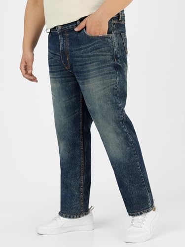 Image of Urbano Plus Men Mid Rise Regular Fit Washed Jeans Stretchable