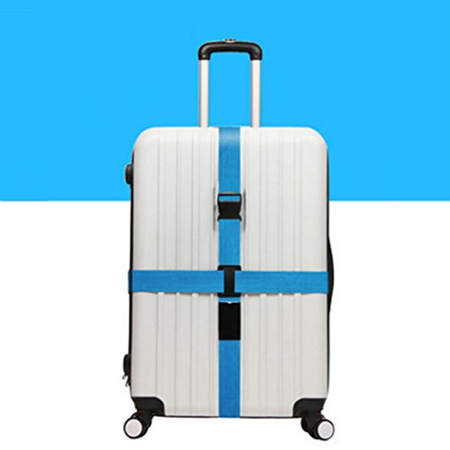 Adjustable Cross Travel Luggage Straps Suitcase Packing Belt Travel Accessories Protective Band for 20"-34" Suitcase (Blue)2