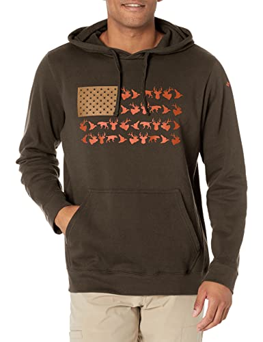 Columbia Men's PHG Game Flag II Hoodie, Cordovan/Blaze Big Game Flag, Large Tall