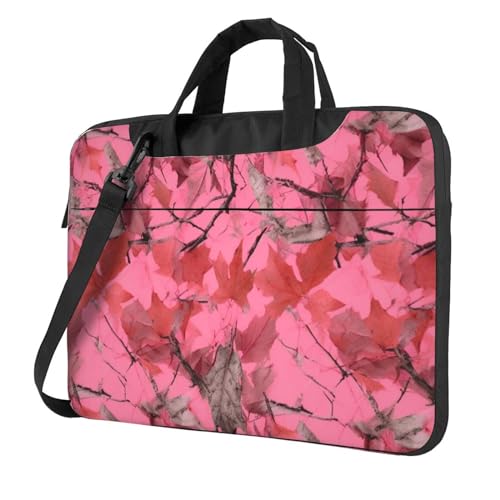 Sac à bandoulière pour ordinateur portable housse sacoche PC portable camouflage rose feuillage