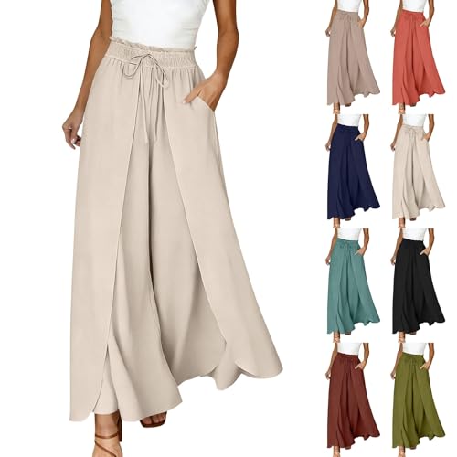 Pantalon palazzo long femme fluide et chic à taille haute pour l'été