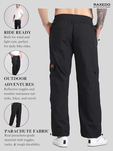 Image of Men's Water-Resistant Parachute Pants | Mens Bottom Wear | Cargo Pants for Men | Korean Pants for Man | Baggy Trackpants | Lightweight Multi-Pocket Utility Fit - Freedom to Move & All-Day Comfort