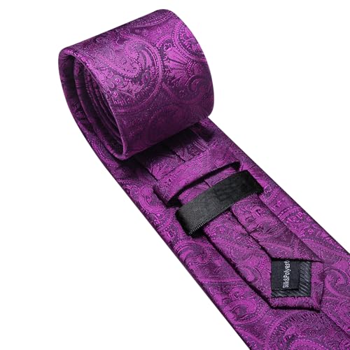 Image of Barry.Wang Men Ties Paisley Woven Silk Necktie Set with Pocket Suqare Cufflinks Formal