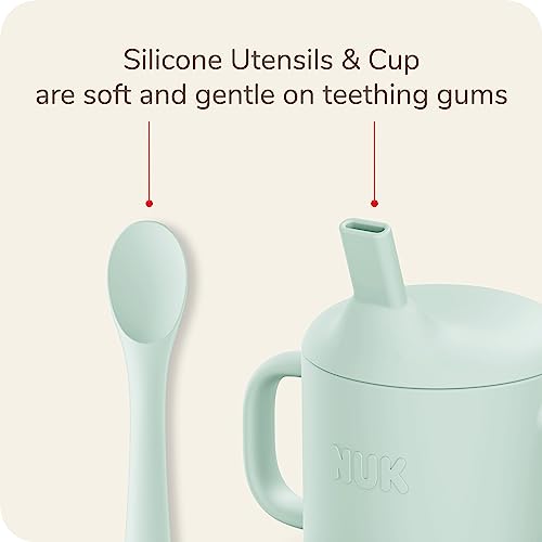 Image of NUK Silicone Baby Spoons, Durable Silicone Material, Easy to Hold & Feed, Dishwasher-Safe, BPA-Free, Pack of 3