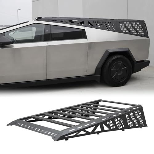 Truck Bed Rack Roll Bar,for Tesla Cybertruck 2024 2025 2026, Sport Chase Rack Roll Bar for Tesla Cybertruck 24-26,w/Light Bar Mounting Hole,Integrated Molle Panels,Comes with Eight Crossbars(F+M+R)
