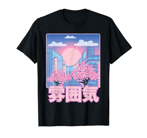 Pastel Vaporwave fleurs de cerisier Kanji Grunge Japon T-Shirt