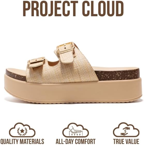 Project Cloud Platform Sandals Women - Plush & Soft Insole Wedge Slides for Women Footwear - Beach Essential Wedge Sandals for Women 2026 (Softy) - Image 3