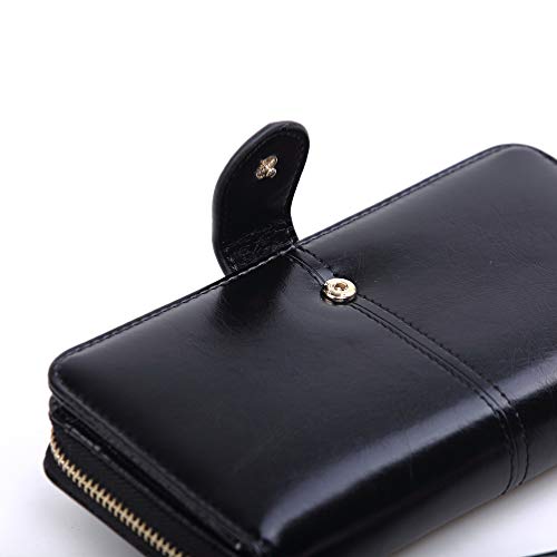 Carteira KesYOO de couro PU com zíper e fivela para cartão de crédito, porta-moedas, bolsa de mão pa