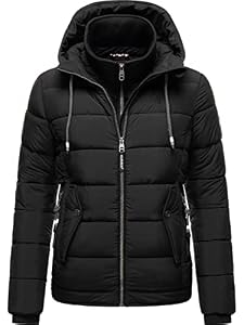 MARIKOO Damen warme Winter Steppjacke mit Kapuze Taisaa Prc Black Gr. XXL