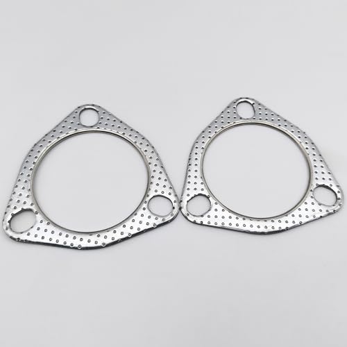 Image of 2.5 Inch Exhaust Gasket 3-Bolt 63.5mm Flange High Temperature Graphite w /Fire Ring Replacement 2 Pcs