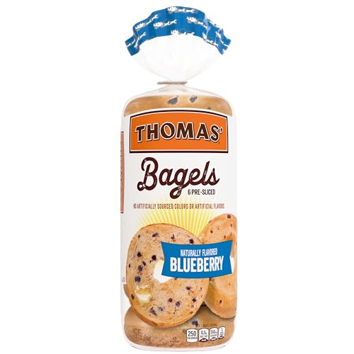 Thomas' Blueberry Bagels, 6 count, (3.0 oz each), Kosher Bagels, 18 oz Bag