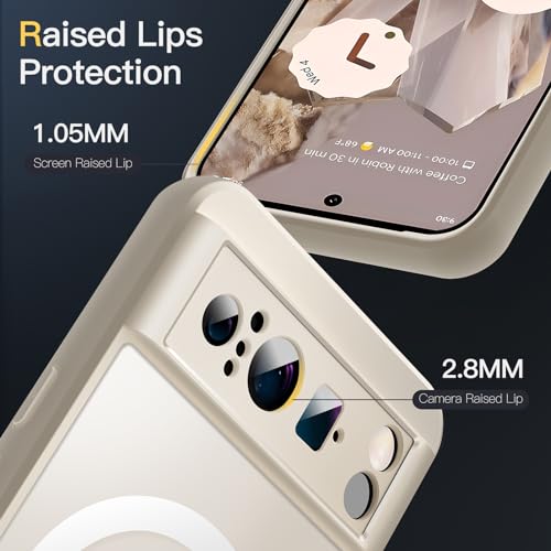 Image of JETech Magnetic Cover Case for Google Pixel 8 Pro 6.7-Inch 2023, Compatible with MagSafe, Translucent Matte Back Shockproof Phone Cover (Porcelain)