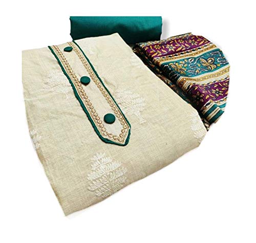 Mansory Enterprise Khadi Unstitched Dress Material Suit For Women Green |  Desertcart BAHRAIN