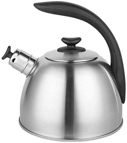 Teekessel, Edelstahl 2,5 Liter Induktionsherd Elektro-Gas-Pfeifkessel mit ergonomischem Griff, gerade Ausguss Heißwasserkessel Teekanne