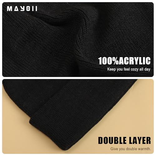 Mayoii 5PCS Kinder Beanie Dünne Strickmütze für Winter Frühling, Bunten Farben Perfekt für Alltag, Outdoor und Schule 2-10 Jahre (DE/NL/SE/PL, Alphanumerisch, Einheitsgröße, Schwarz*5)