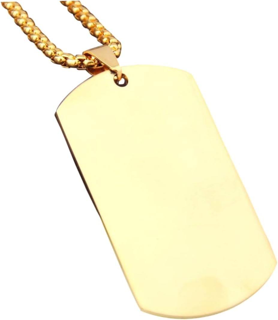 COHEALI Military Dog Tag Necklace Men 23.62 Inch Electroplated Gold Pendant Chain Titanium Steel Dog Tag Pendant Suitable for Casual and Special Events