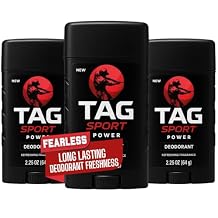 TAG Deodorant Stick for Men, Sport Power Endurance Scent, Long Lasting 24-Hour Freshness, Odor Protection Active Deodorant, Travel Ready; 3-Pack of 2.25 Oz Sticks 3-Pack 18oz, Power