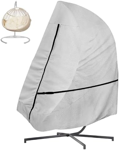Hängesessel Abdeckung Wasserdicht Schwerlast 600D Oxford Gewebe Hängestuhl Schutzhülle Winterfest Winddicht UV Beständiges Abdeckung für Hängekorb Hängeschaukel Schwingsessel, Grau
