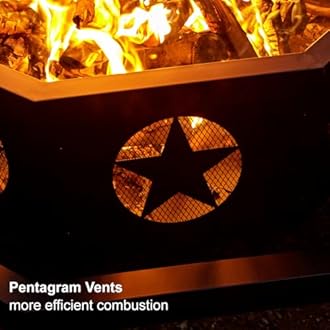 42 inch Fire Pit for Outside, Heavy Duty Wood Burning Fire Pits with Fire Poker, Outdoor Octagonal Firepit for Camping, Yard, Patio