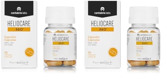 Heliocare 360º Cápsulas - Fotoprotección desde el Interior, Aumenta la Resistencia de la Piel al Sol, Previene Fotoenvejecimiento y Manchas, 30 cápsulas (Paquete de 2)